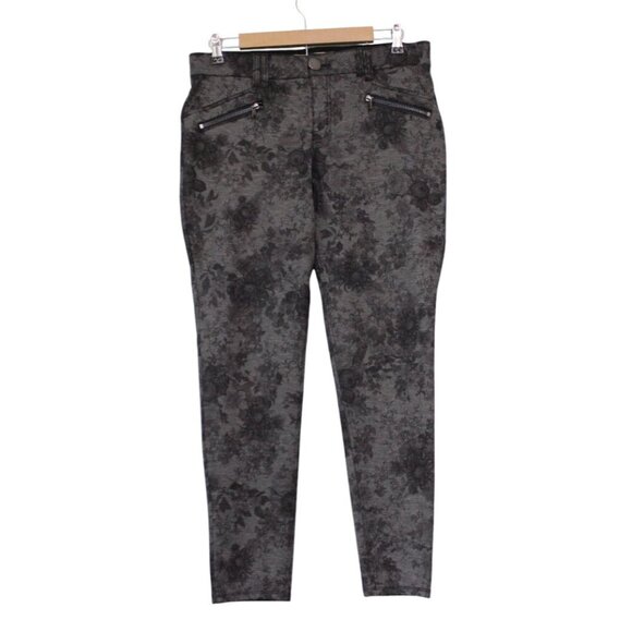 Democracy Ab Solution Leggings Size 10 Double Zip Floral Print Stretch Jeans - Picture 1 of 12